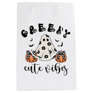 Girly Creepy Cute Vibes Coquette Ghost & Pumpkin  Medium Gift Bag