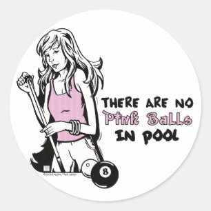 Girly Cue Classic Round Sticker