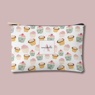 Girly Cupcake monogram cosmetic Accessory Pouch