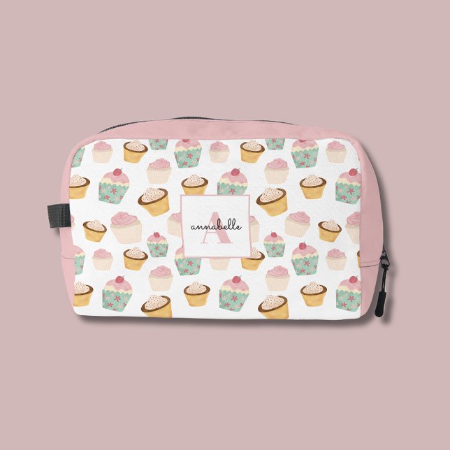 Girly Cupcake monogram cosmetic Dopp Kit (Cupcake Backpack toiletry bag, cosmetic bag, Dopp kit)
