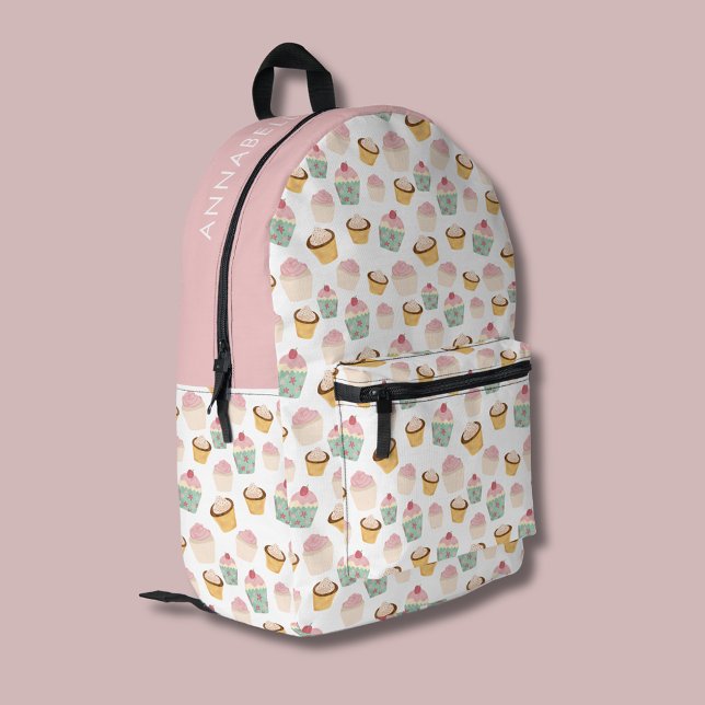 Girly Cupcake Printed Backpack (Cupcake Backpack )