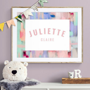 Girly Custom Name Print Pink Pastel Kid Room Decor