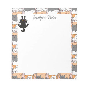 Girly Cute Cats Personalised Text Notepad