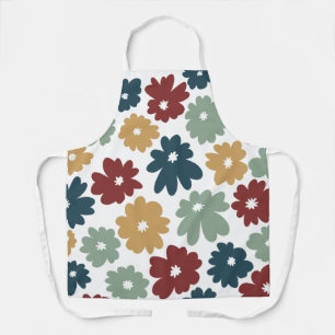 Girly cute floral vintage illustration white apro apron
