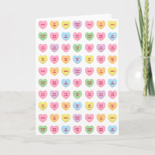 Girly cute fun custom conversation candy hearts note card