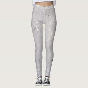 Girly Cute Glittery Snowflakes Leggings