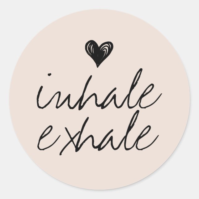 Girly cute heart minimal cream beige   classic round sticker (Front)