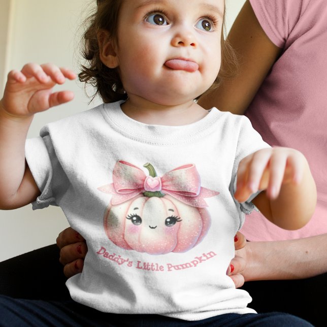 Girly Cute Pink Pumpkin with Bow Halloween Toddler T-Shirt (Creator Uploaded)