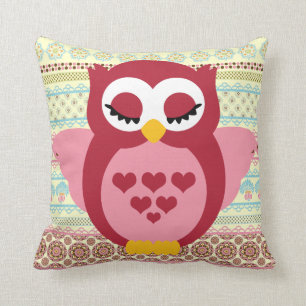 Girly Cute Sleepy Owl Cushion