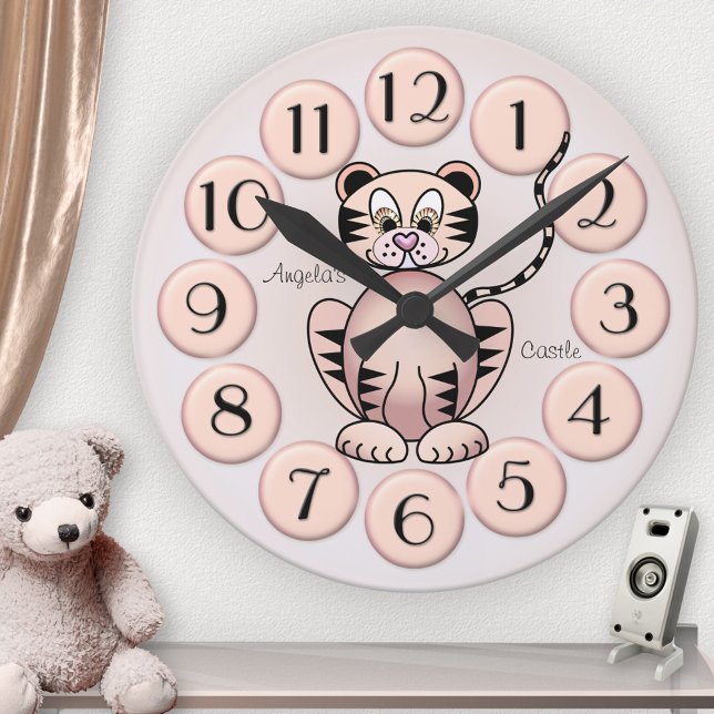 Girly Cute Tiger Pink Princess Wall Clock (Creator Uploaded)