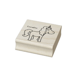 Girly Cute Unicorn Rubber Stamp Personalise Name