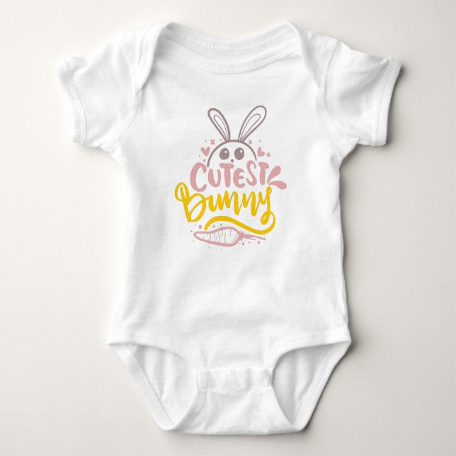 Girly Cutest Bunny Easter Rabbit Quote Baby Bodysu Bodysuit (Front)
