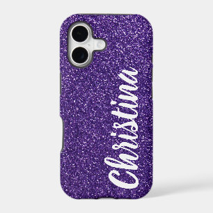 Girly Dark Purple Glitter Name Personalised
