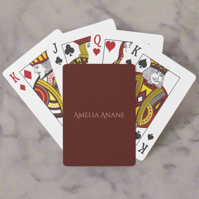 Girly Dark Red & Blush Pink Script Name Birthday  Playing Cards (Creator Uploaded)