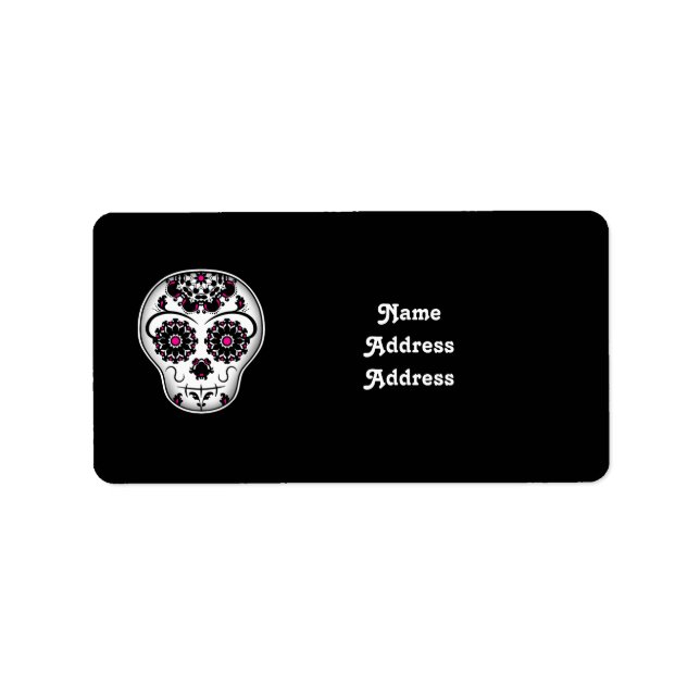 Girly day of the dead sugar skull label (Front)