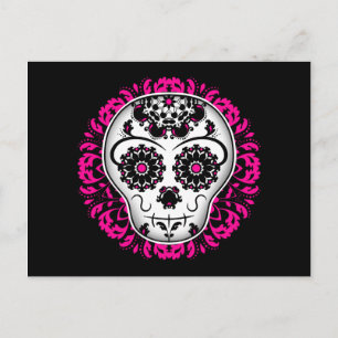 Girly day of the dead sugar skull postcard