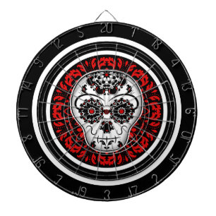 Girly Day of the dead sugar skull red accents Dartboard