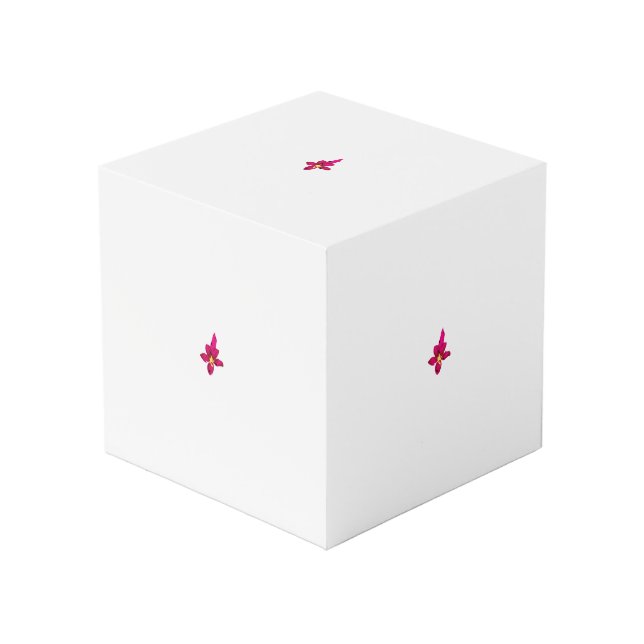 Girly Design, Light Gold, Purplish Red Cube (Front Angled)