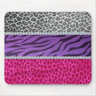 Girly Diamond Animal Print Mouse Pad