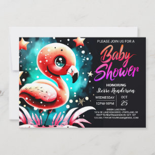 Girly Digital Flamingo Baby Shower Invitation