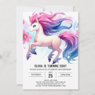  Girly Digital Horse Birthday  Invitation