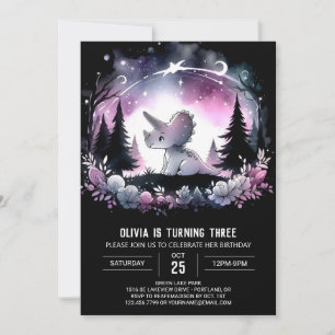 Girly Digital Triceratops Birthday Invitation