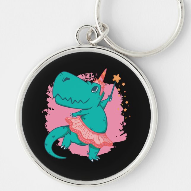 Girly Dinosaur Key Ring (Front)