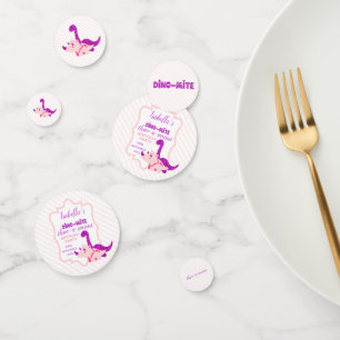 Girly Dinosaur Pink Birthday Party Confetti