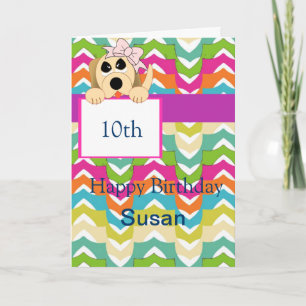 Girly Dog with Bow & Birthday Banner Card