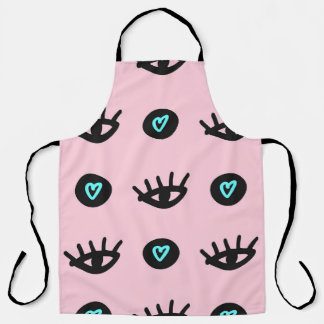 Girly Doodle: Eyes Hearts Seamless. Apron