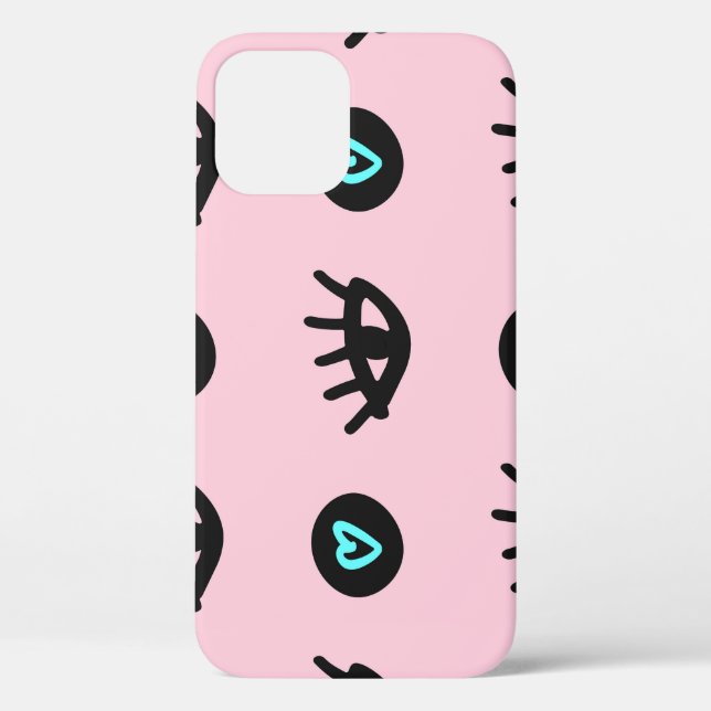 Girly Doodle: Eyes Hearts Seamless. Case-Mate iPhone Case (Back)