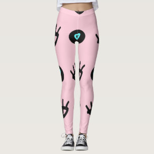 Girly Doodle: Eyes Hearts Seamless. Leggings