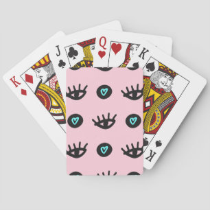 Girly Doodle: Eyes Hearts Seamless. Playing Cards