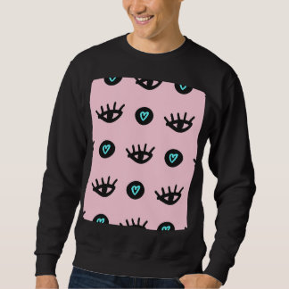 Girly Doodle: Eyes Hearts Seamless. Sweatshirt