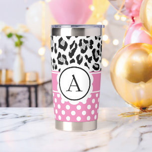 Girly dots and animals print monogram  insulated tumbler