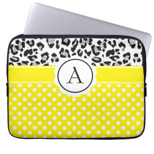 Girly dots and animals print monogram laptop sleev sleeve