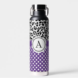 Girly dots and animals print monogram  water bottle
