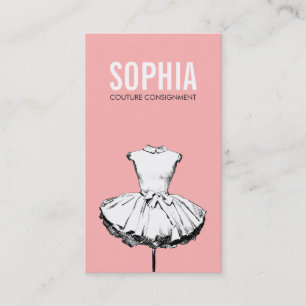 Girly Dress Pink Fashion Boutique Bold Typography Business Card