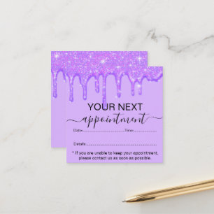 Girly Dripping Purple Glitter Appointment Card