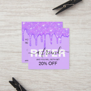Girly Dripping Purple Glitter  Referral Card