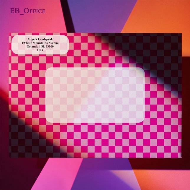 Girly Duo Pink Chequerboard Return Address    Envelope (Love the envelope, but looking for a different hue? Visit EB_Office to explore our full collection.)
