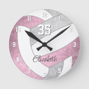 girly dusty pink grey volleyball sports room round clock