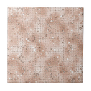 Girly Dusty Rose Pink Pattern Glam Bling Chic Ceramic Tile