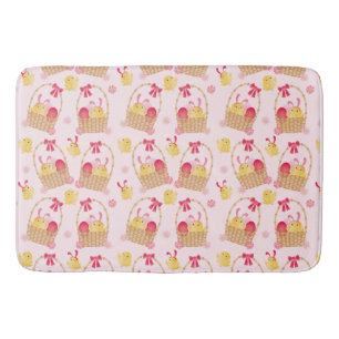 Girly Easter Basket Chicks Pink Bath Mat