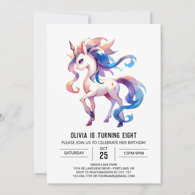 Girly Editable Horse Birthday Invitation (Front)