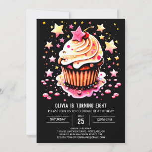Girly Editable Muffin Delight Birthday Invitation