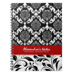 Girly Elegant Black And White Floral Damasks 2 Notebook