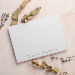 Girly Elegant Blush Pink Stationery Flat Card