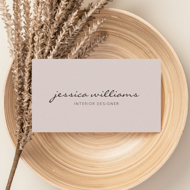Girly Elegant Calligraphy Professional Beige Business Card (Creator Uploaded)