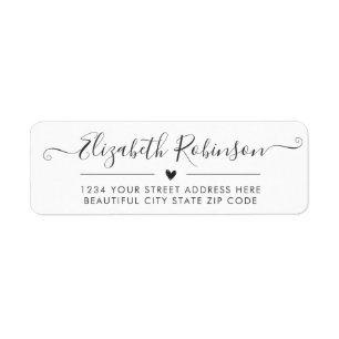 Girly Elegant Chic Script Heart Address Label Return Address Label